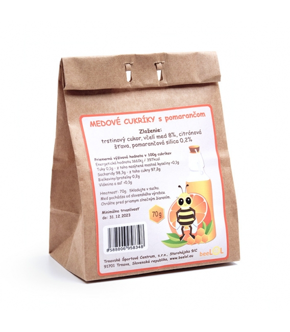Cukríky prírodné medové s pomarančom 70g  (eko balenie)